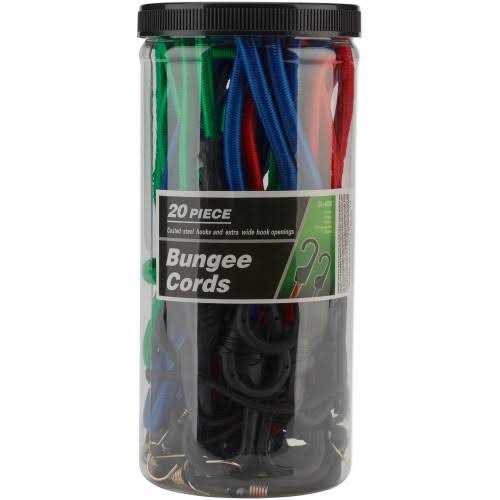 Hyper Tough 20 Pcs Bungee Cord Set Packed in Plastic Jar - Cheap Fitting