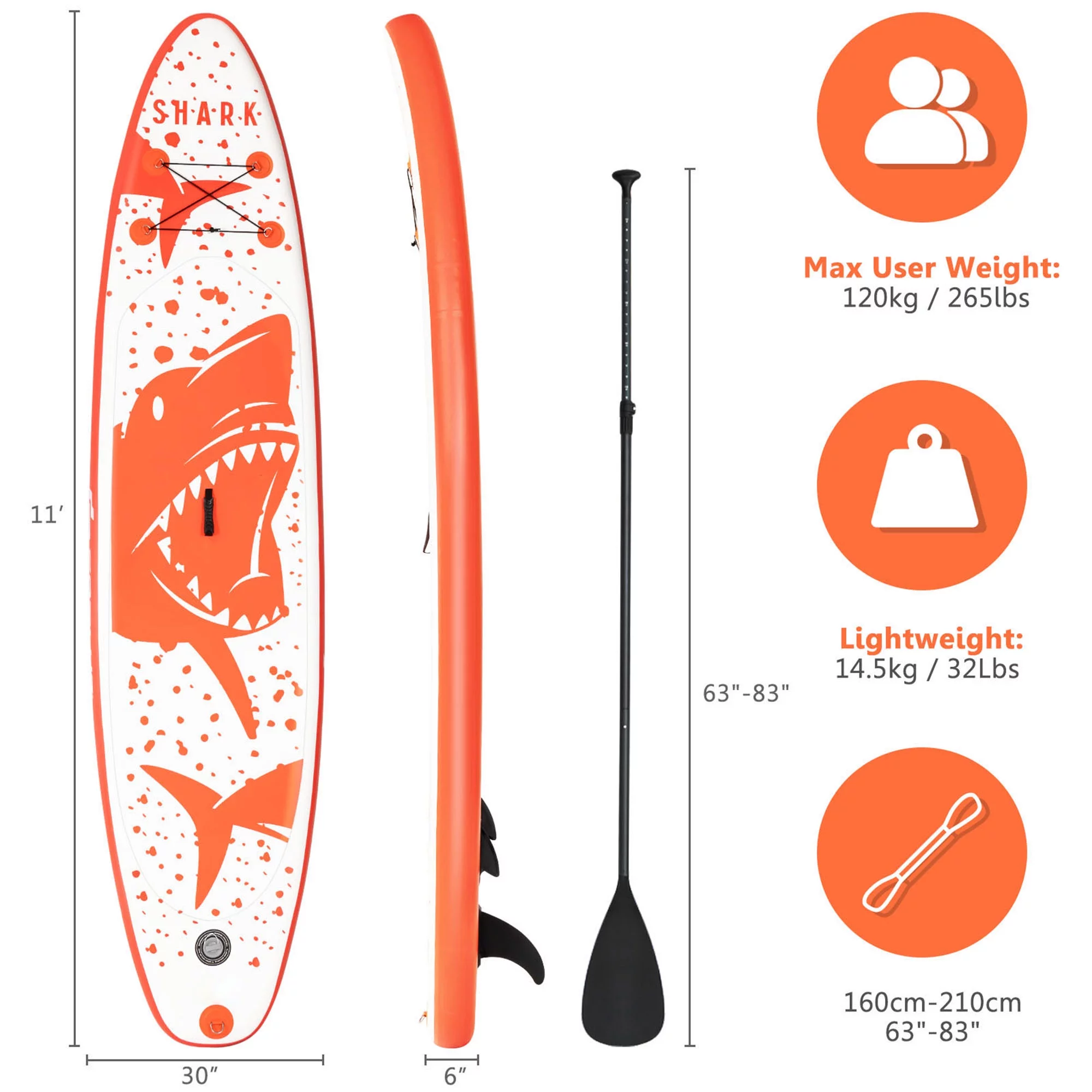 Gymax 11' Inflatable Stand-Up Paddle Board Non-Slip Deck Surfboard w/ Hand Pump - Cheap Fitting