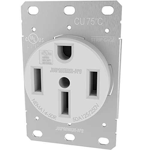 Journeyman-Pro Lifetime Guaranteed NEMA 14-50 Commercial/Industrial Grade U.L. Approved 50 AMP 240V Receptacle 50A Wall Range Outlet for RV and - Cheap Fitting