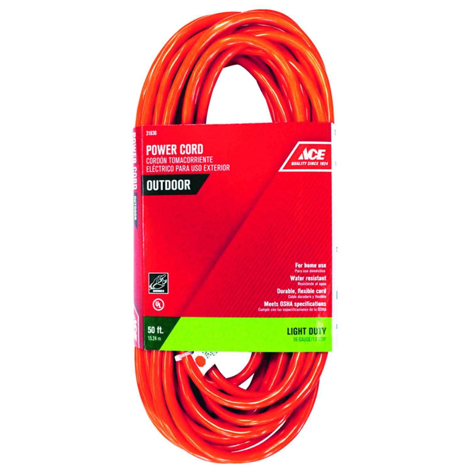 Ace Outdoor Orange Extension Cord SJTW - Cheap Fitting