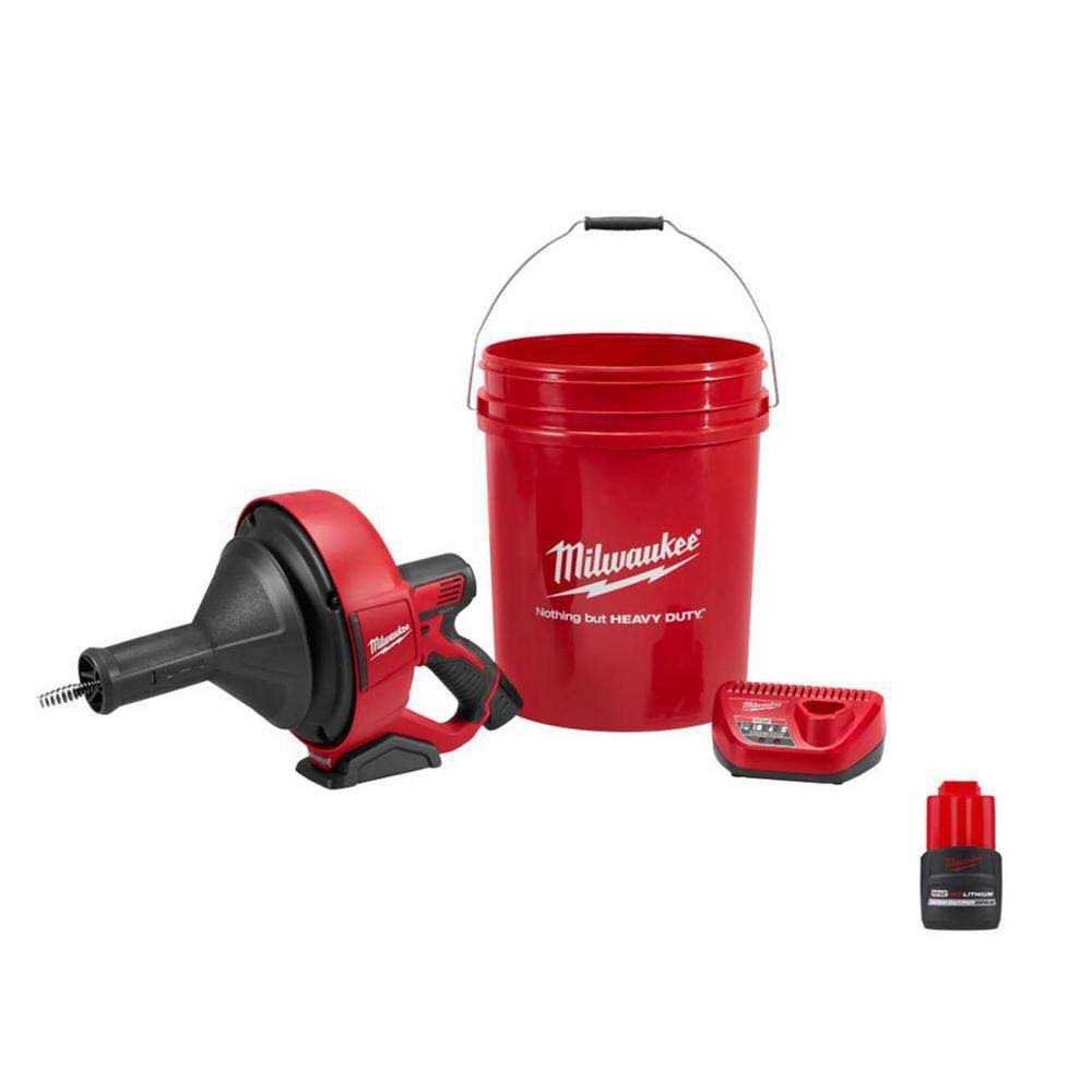 Milwaukee M12 12V Lithium-Ion Cordless Auger Snake Drain Cleaning Kit M12 - Cheap Fitting