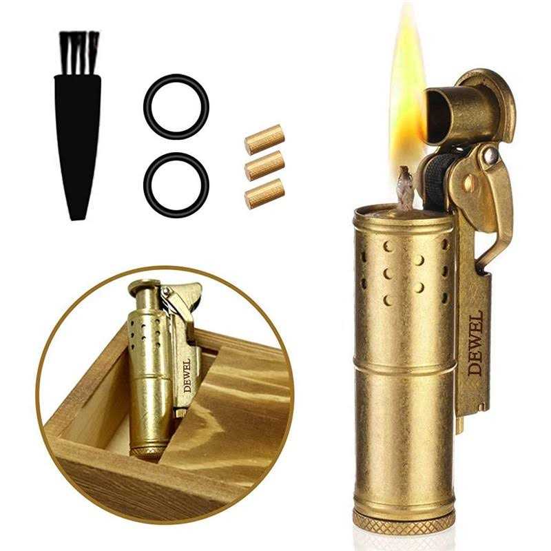 Wheel Kerosene Lighter Trench Lighter Vintage Fine Copper Windproof Creative Personality - Cheap Fitting