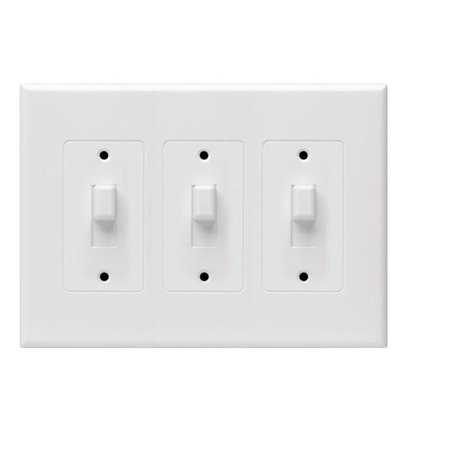 TayMac 2673W 3-Gang MASQUE Decorator Cover, Toggle, White - Cheap Fitting