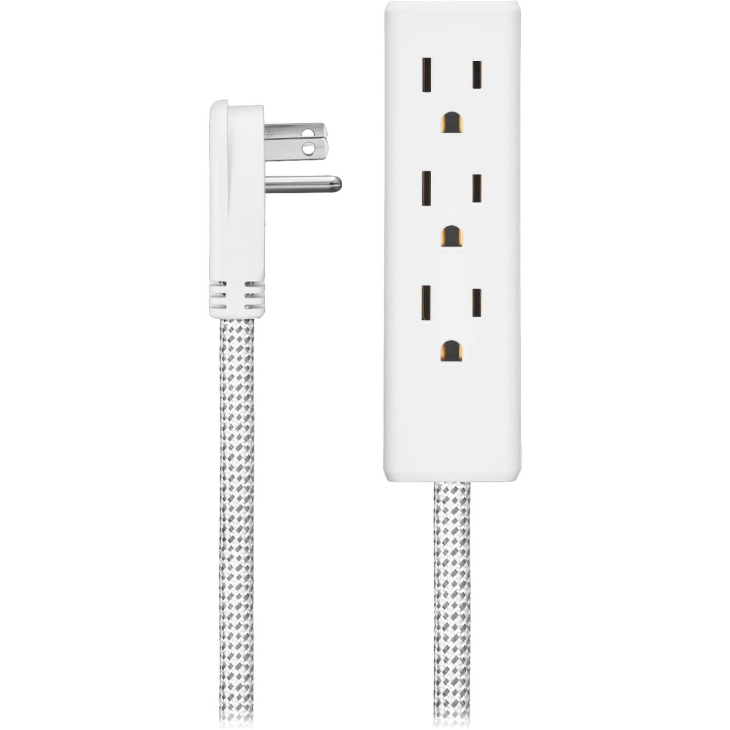 Insignia 12′ White 3-Outlet Extension Cable - Cheap Fitting