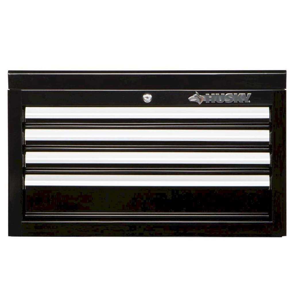 Husky HKST98065BK 26 in. W x 12 in. D Standard Duty 4-Drawer Top Tool Chest in Gloss Black - Cheap Fitting