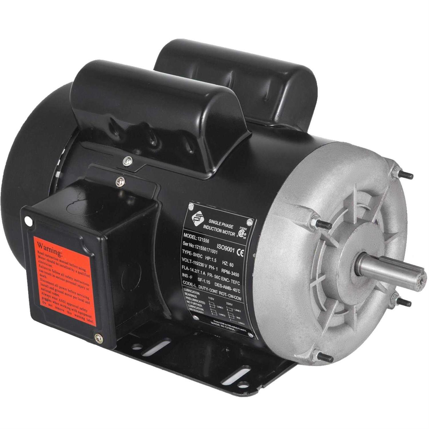 VEVOR 1.5Hp Electric Motor 56 Frame Single Phase Tefc 3450RPM 115/230V 121556 DJ121556000000001V6 - Cheap Fitting