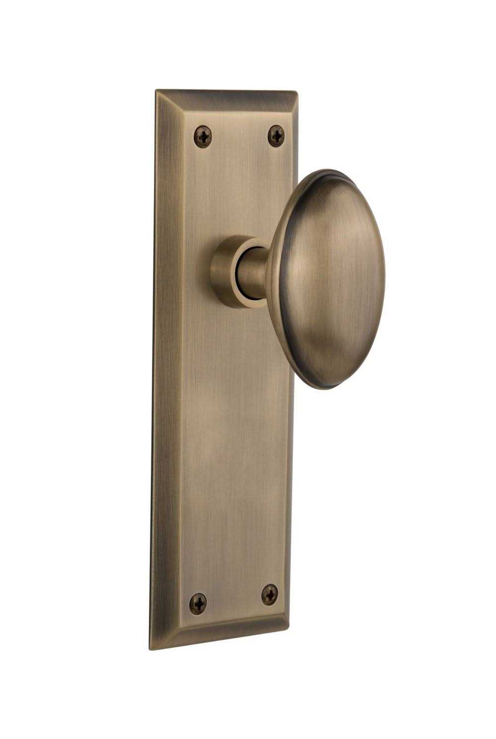 Nostalgic Warehouse New York Plate Privacy New York Door Knob in Antique Brass 733118 - Cheap Fitting