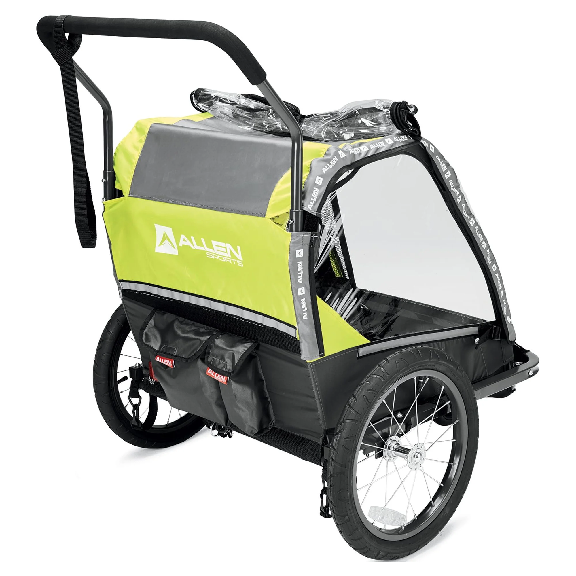 Allen Sports Deluxe 2-Child Bicycle Trailer & Stroller, max capacity 100 lbs, Model AS2, Green - Cheap Fitting