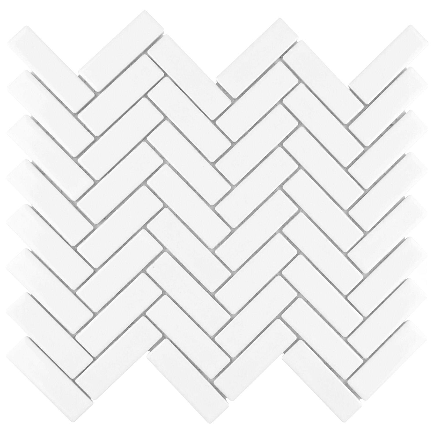 Merola Tile Metro Brick Herringbone White 12-1/2 in. x 10-5/8 in. Porcelain Mosaic Tile - Cheap Fitting