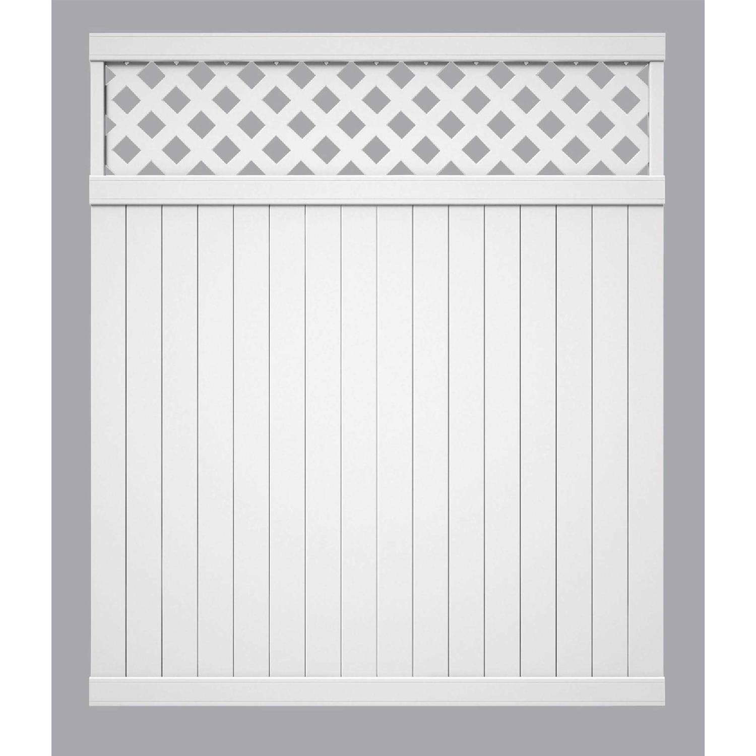 Outdoor Essentials Lewiston 6-ft H x 6-ft W White Vinyl Lattice-Top Fence Panel - Cheap Fitting
