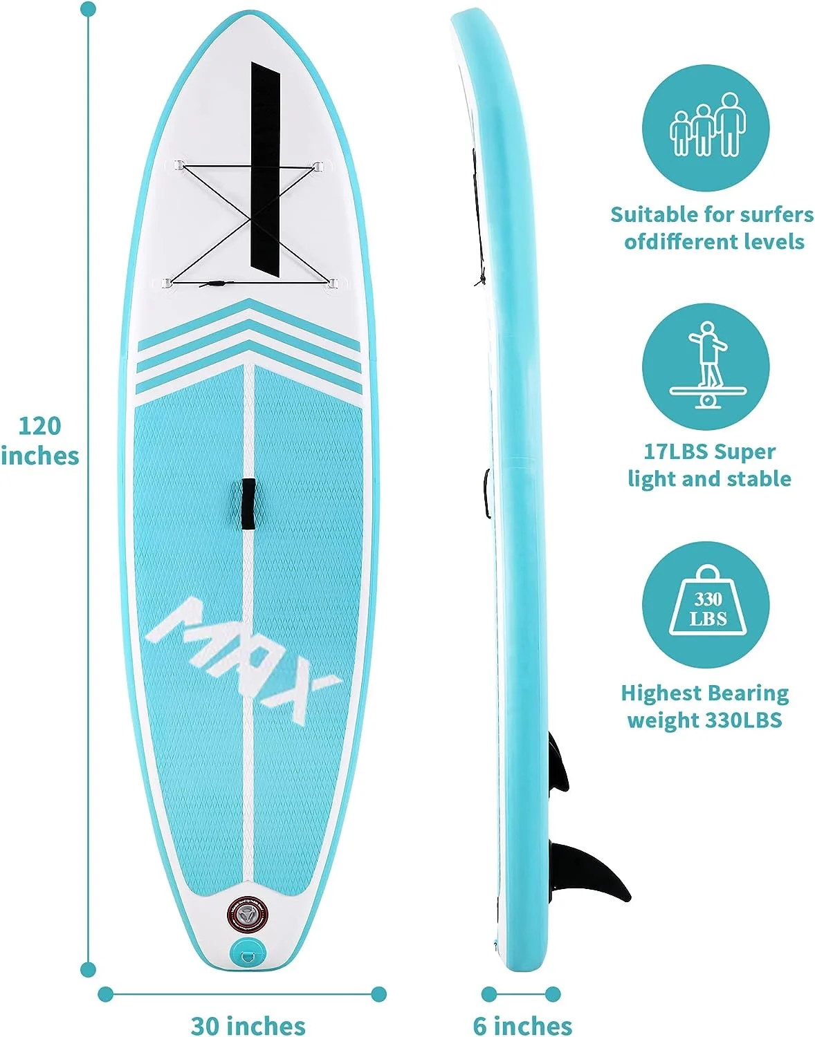 Marnur Inflatable Paddle Board Stand up Paddle Board 10' SUP 6 in.Thick Board Carry Bag & Fast Pumping Green - Cheap Fitting