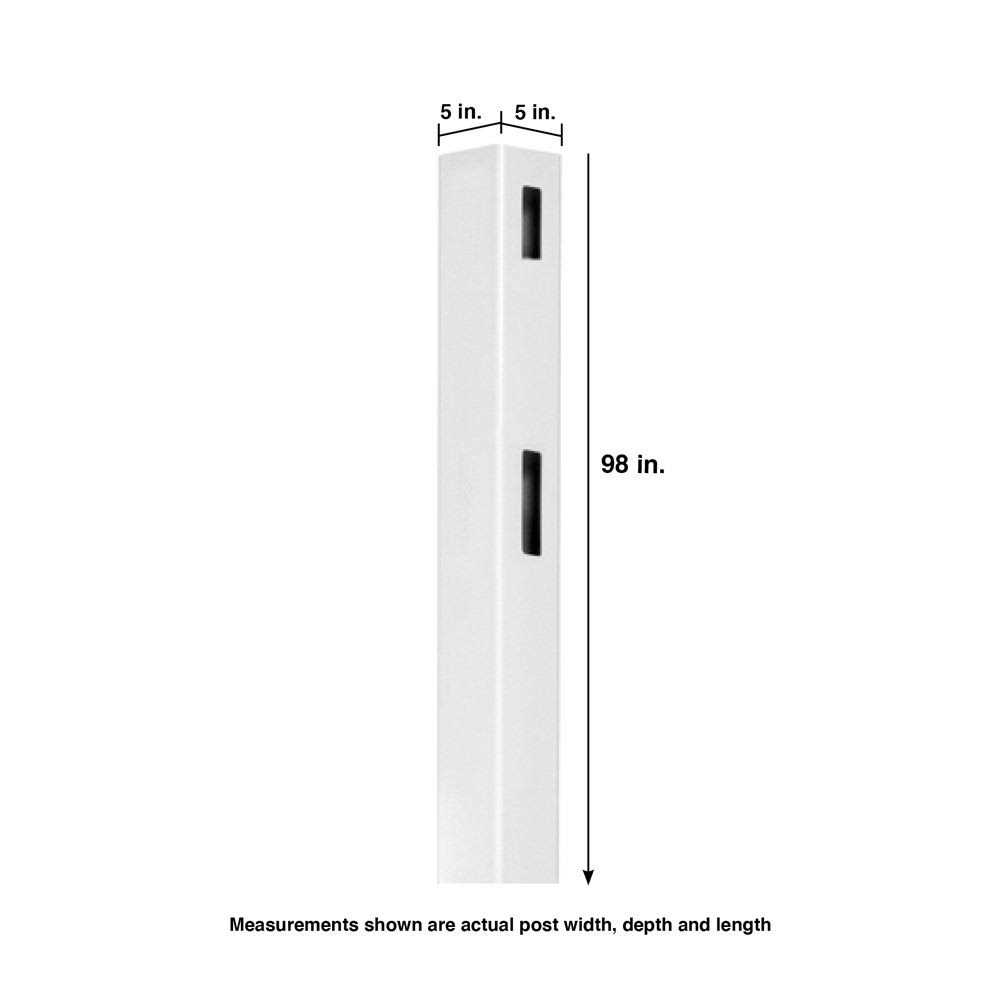 Outdoor Essentials Woodbridge 5 in. x 5 in. x 98 in. 3-Hole White Routed Line Post - Cheap Fitting