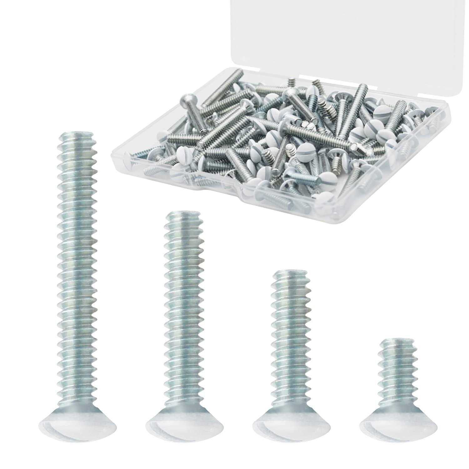 Taezn 100 Packs Wall Plate Screws Outlet Cover Screws 4 Length Sizes 6-32 Thread Switch Plate Screws Perfect Replacement for Wall O - Cheap Fitting