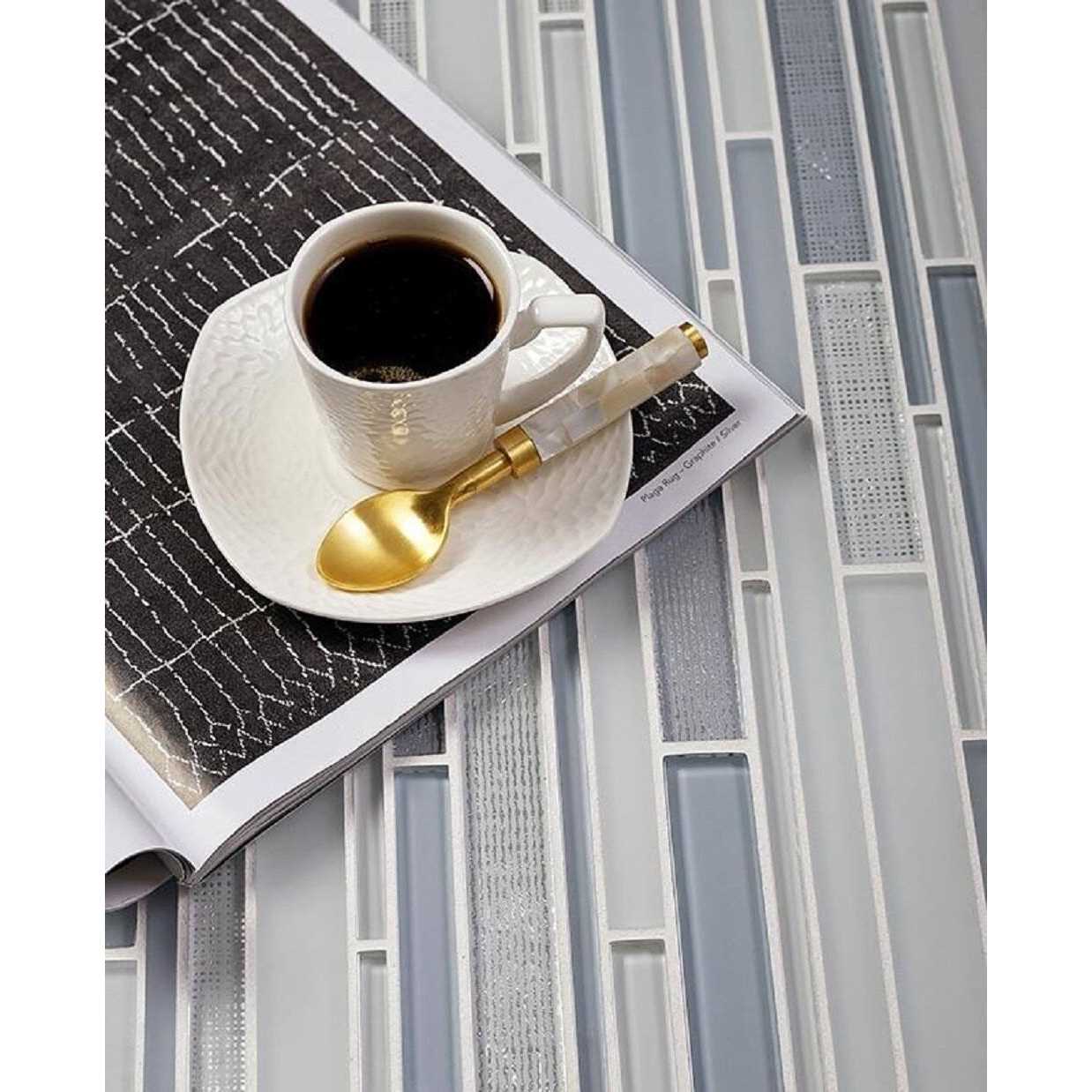 Apollo Tile White 11.8 in. x 12.2 in. Linear Polished and Matte Finished Glass Mosaic Tile - Cheap Fitting