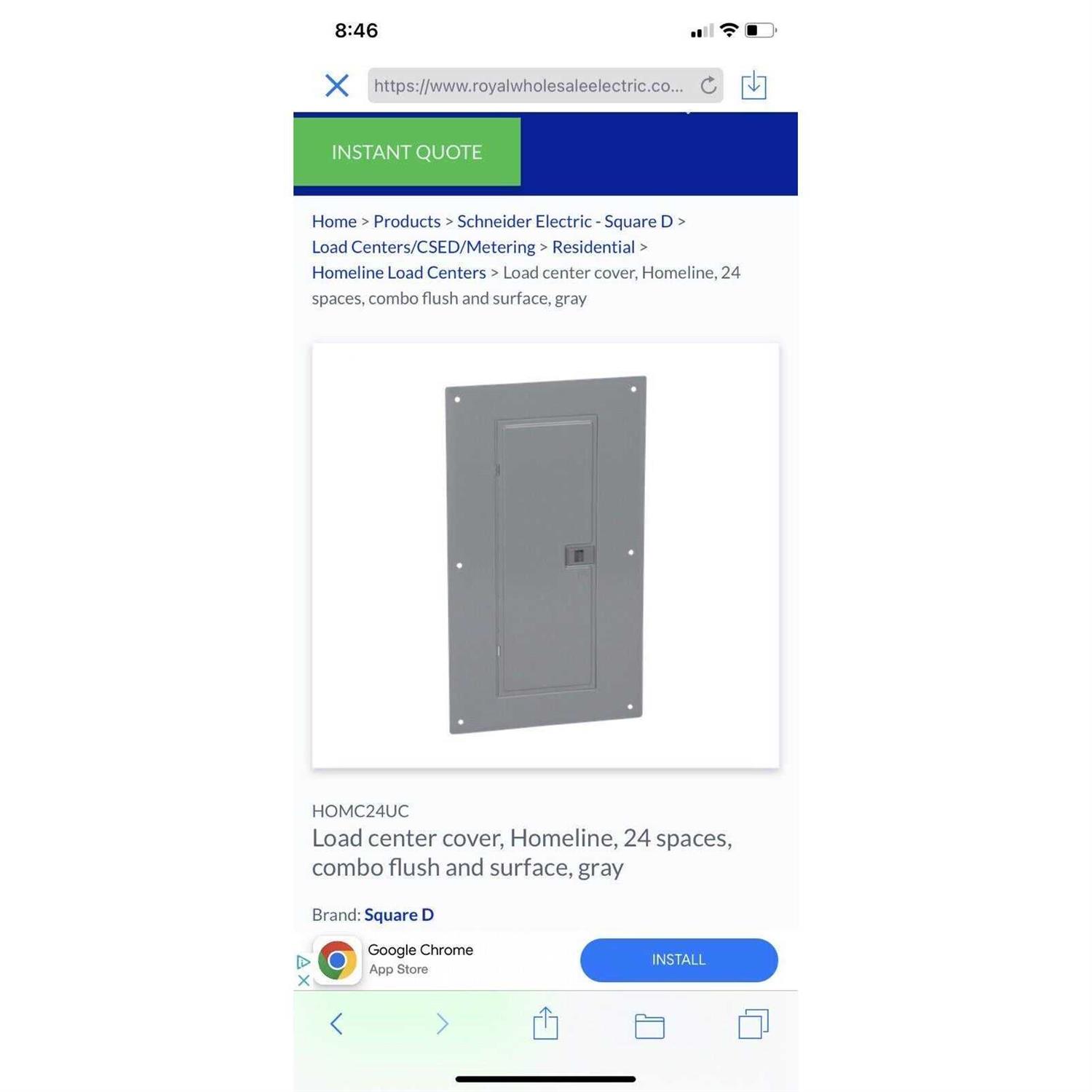 Square D HOMC24UC Load Center Cover - Cheap Fitting