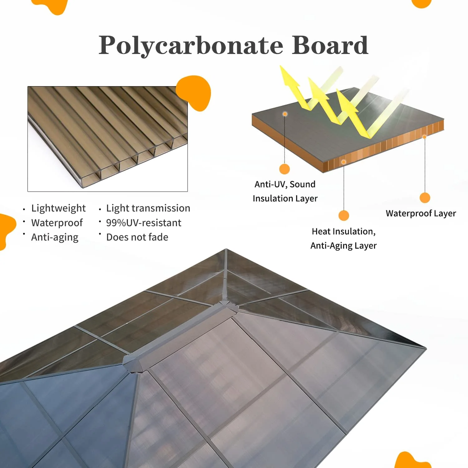 Yoleny 12'x16' Outdoor Polycarbonate Double Roof Hardtop 12 ft Gazebo Canopy, Brown - Cheap Fitting