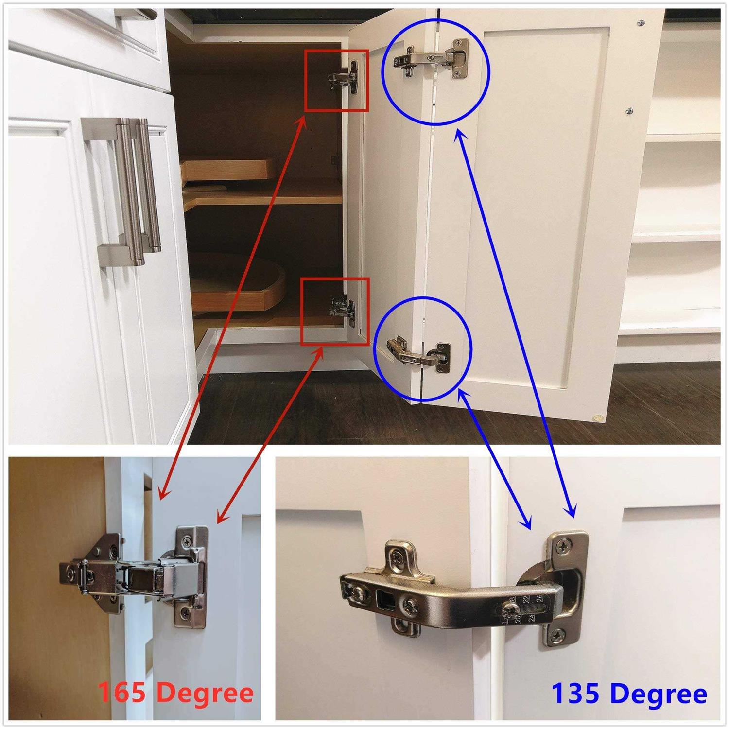 2 of Clip-on Lazy Susan Hinges Full Overlay for Corner Cabinet Cupboard Folded Door Combination with Screws Corner Cabinet Replacement Cabinet - Cheap Fitting