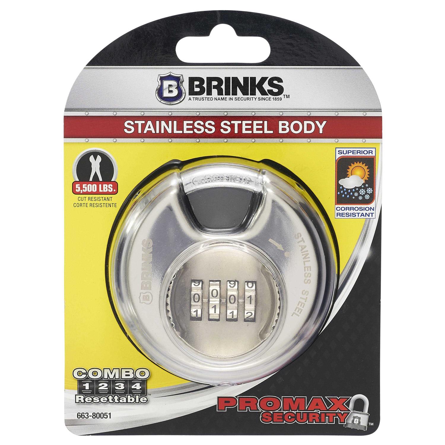 Brinks Stainless Steel 80mm Combination Padlock with 1/2in Shackle Clearance - Cheap Fitting