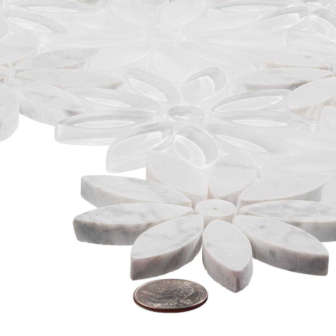 Fresh 12 x 10 Glass/Stone/Aluminum Flower Pattern Mosaic Wall Tile Andova - Cheap Fitting