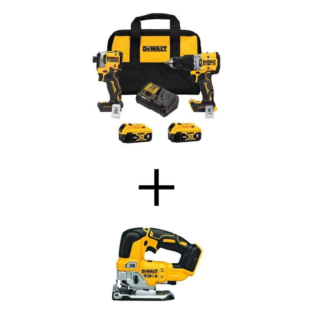 DEWALT 20V MAX XR Hammer Drill and ATOMIC Impact Driver 2 Tool Cordless Combo Kit and Jigsaw w - Cheap Fitting