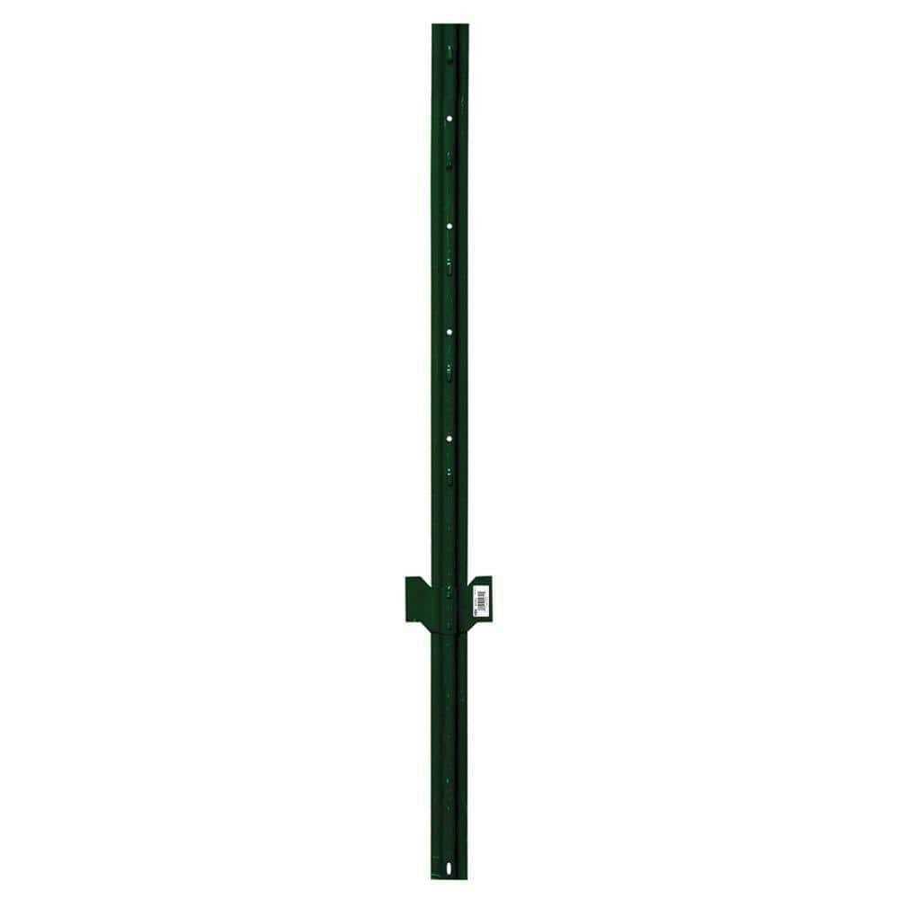 Everbilt 1-1/4 in. x 3/4 in. x 3 ft. 14-Gauge Green Steel U-Fence Post with Anchor Plate - Cheap Fitting