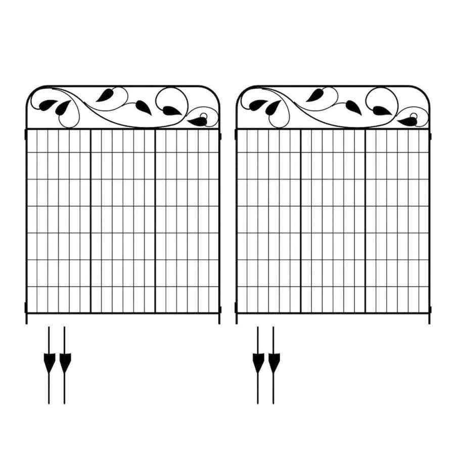 No Dig Black Steel Decorative Metal Straight-top Decorative Fence Panel 838175 - Cheap Fitting