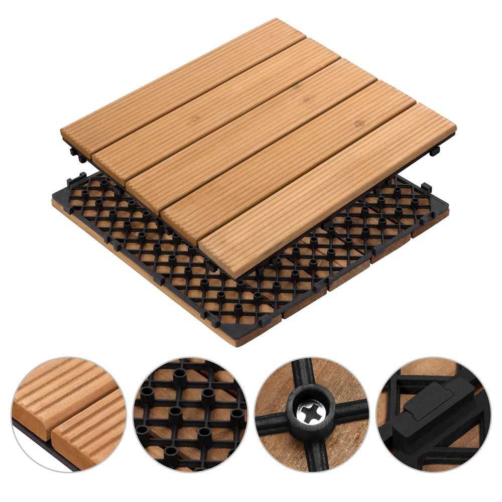 Yaheetech Fir Wood Flooring Tiles Interlocking Wood Tiles Patio - Cheap Fitting
