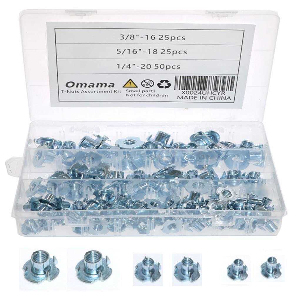 Omama T-Nut 1/4-20,5/16-18 3/8-16 4 Pronged Tee Nut Assortment Kit,for Rock Climbing Holds - Cheap Fitting