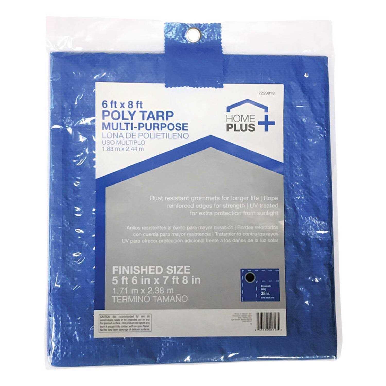 Home Plus 6 ft. W x 8 ft. L Light Duty Polyethylene Tarp - Cheap Fitting