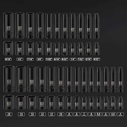 EMENTOL 50PCS 1/4 Drive Deep And Shallow Impact Socket Set - Cheap Fitting