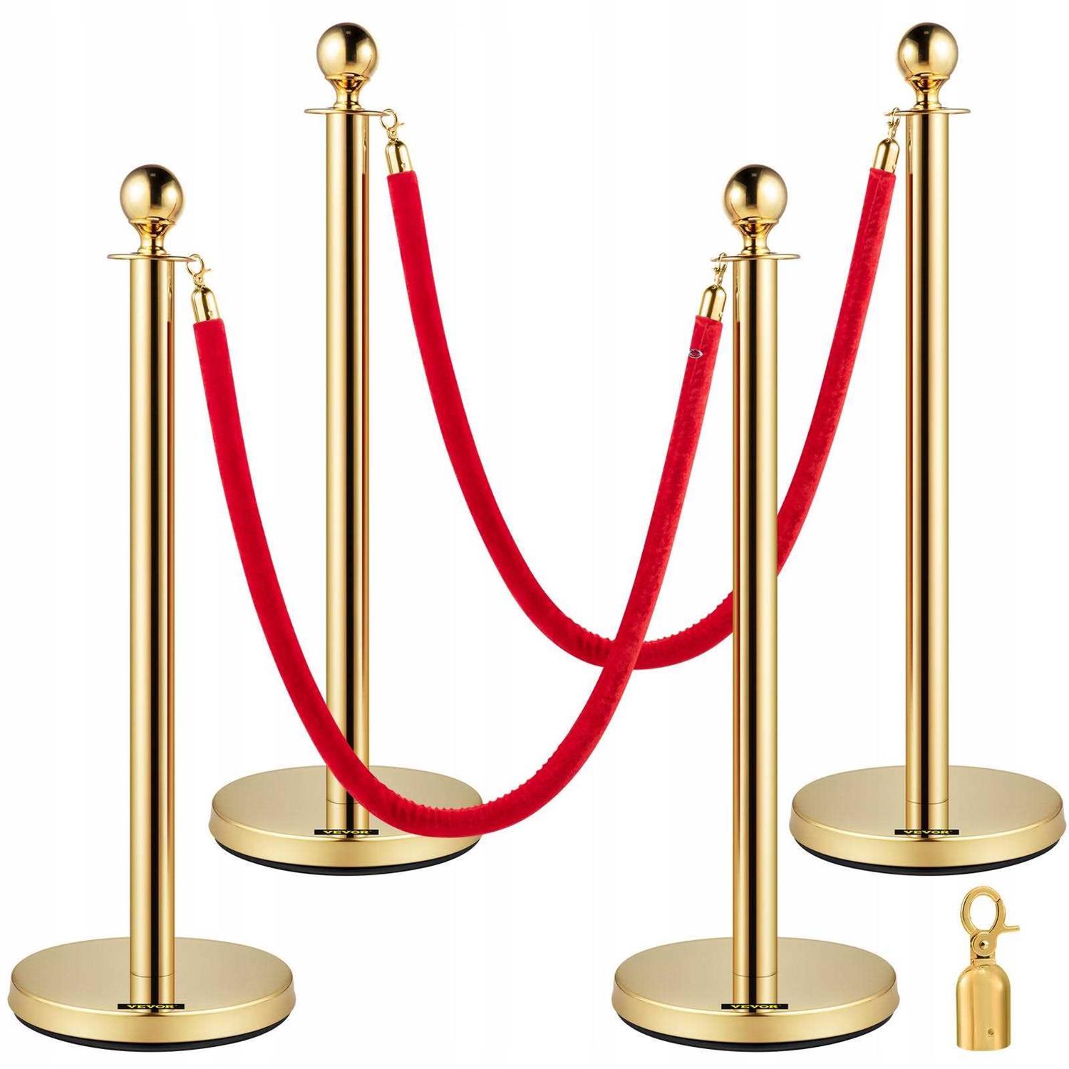 VEVOR Stainless Steel Stanchion Posts Red Velvet Ropes Gold Rope and - Cheap Fitting