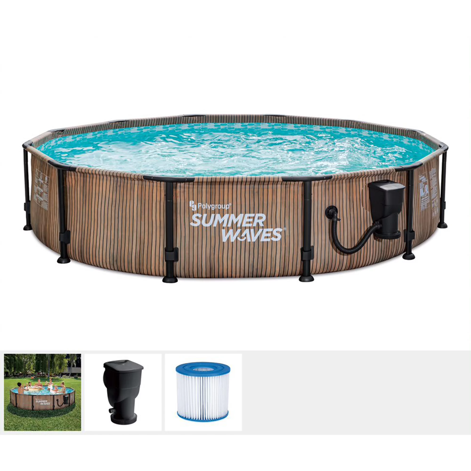 Summer Waves Active 12ft x 30in Above Ground Frame Pool with Filter (Open Box) - Cheap Fitting