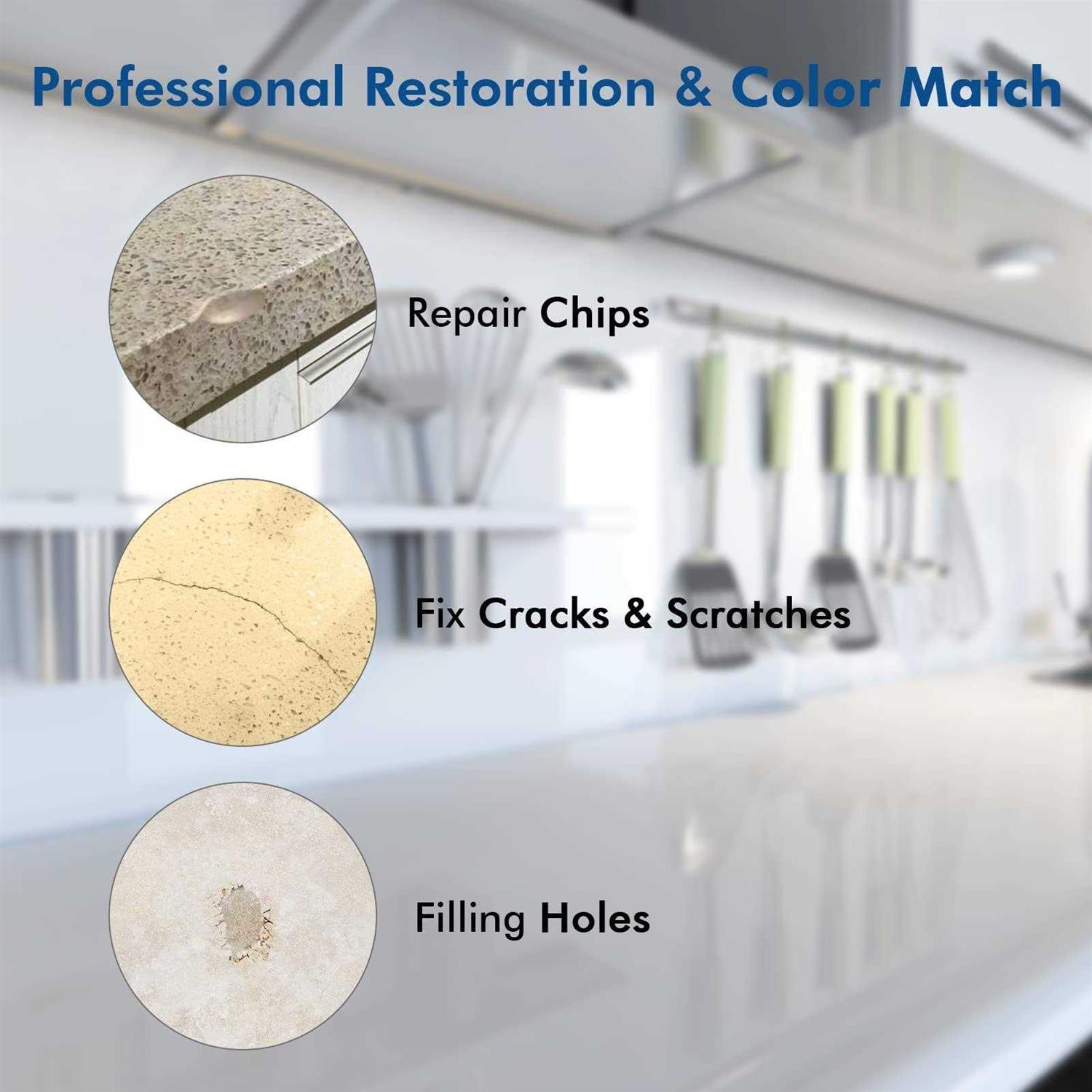 HomeTinker Granite Repair Kit & Marble Repair Kit Quartz Countertop Repair Kit - Cheap Fitting