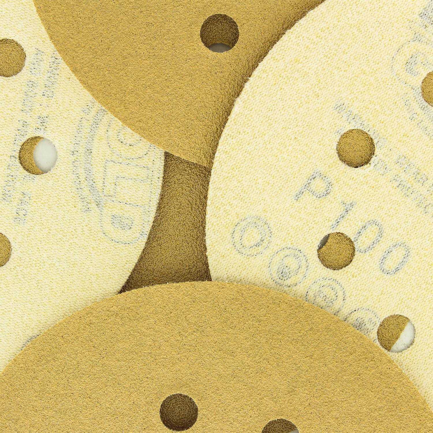 Dura-Gold Premium Grit 5 inch Gold Sanding Discs 8-Hole Dustless Hook and Loop for DA Sander - Cheap Fitting