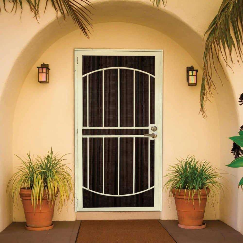 Titan 36 in. x 80 in. Arcada Surface Mount Outswing Steel Security Door with Expanded Metal Screen - Cheap Fitting