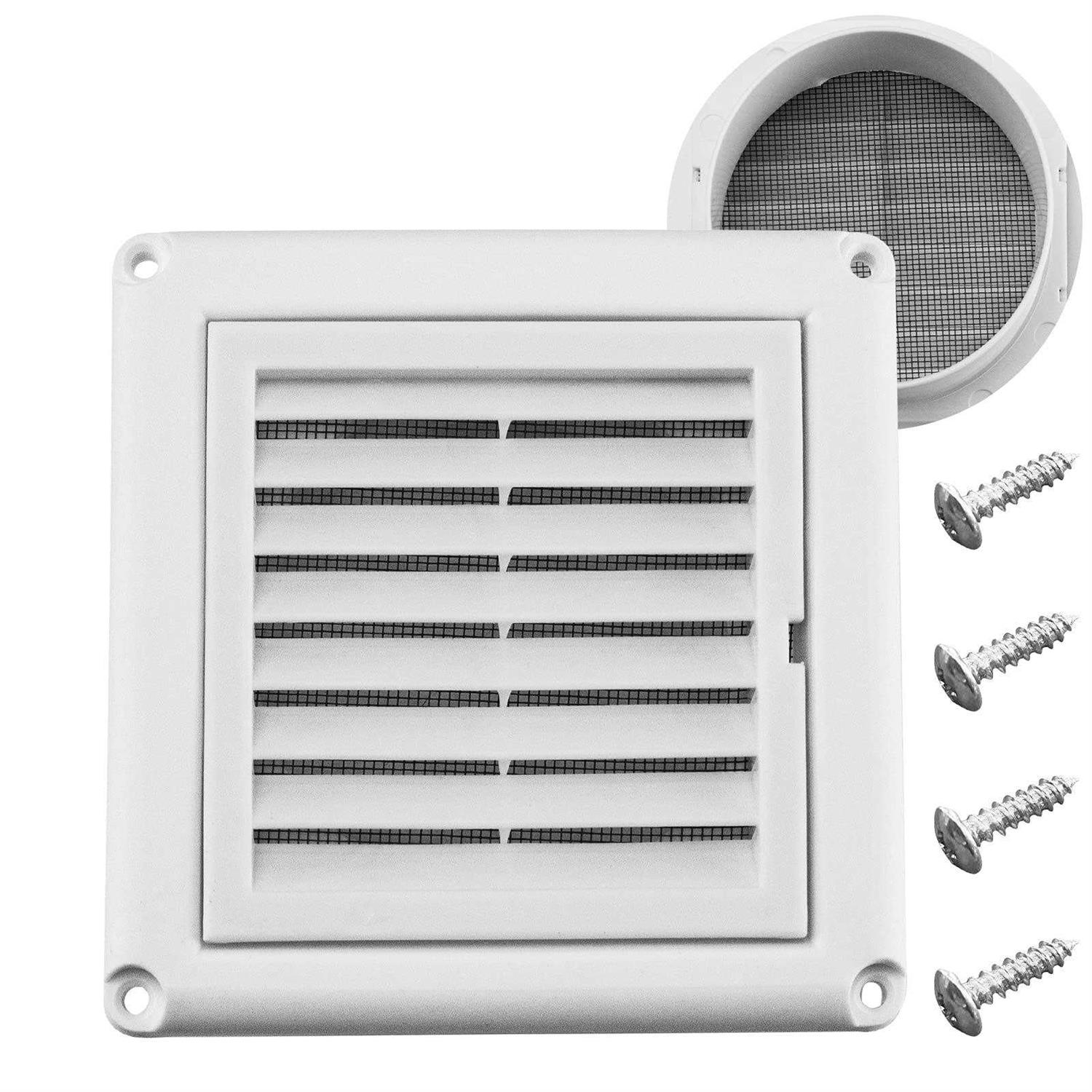 Funmit 4 Louvered Vent Cover Stops Birds Nesting for Outside Dryer Exhaust Air Vent Cover with 4 Screws for Easy Installation - Cheap Fitting