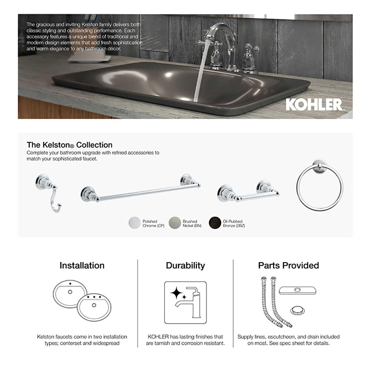 Kohler K-13490-4 Kelston Centerset Bathroom sink Faucet - Cheap Fitting