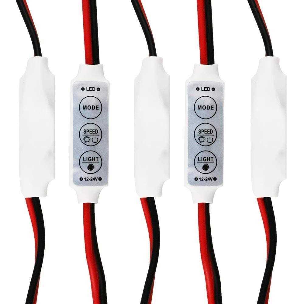 Qoope Pack of 5 LED Strip Light Controller 12V-24V Single Color Brightness Dimmer with Memory Function - Cheap Fitting