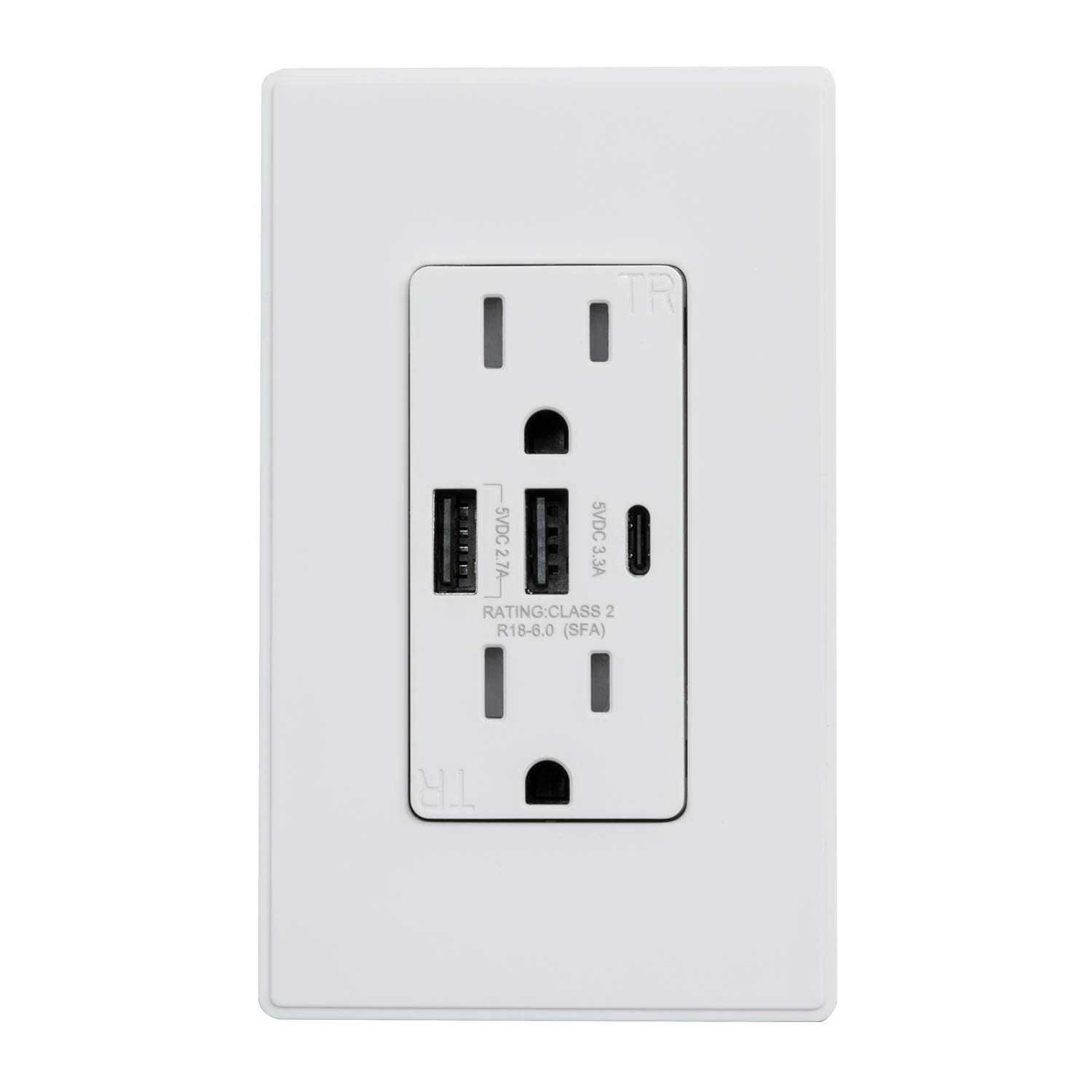 ELEGRP USB Outlets Receptacles 3-Port USB C Wall Outlet 30W 6.0A Electrical Outlet - Cheap Fitting