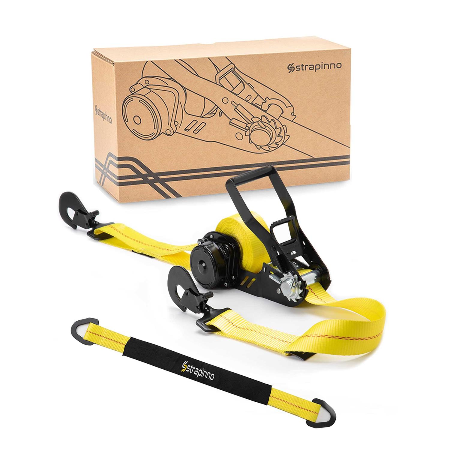 Strapinno Retractable Ratchet Tie-Down Strap Heavy-Duty Strap with Double J Hooks - Cheap Fitting