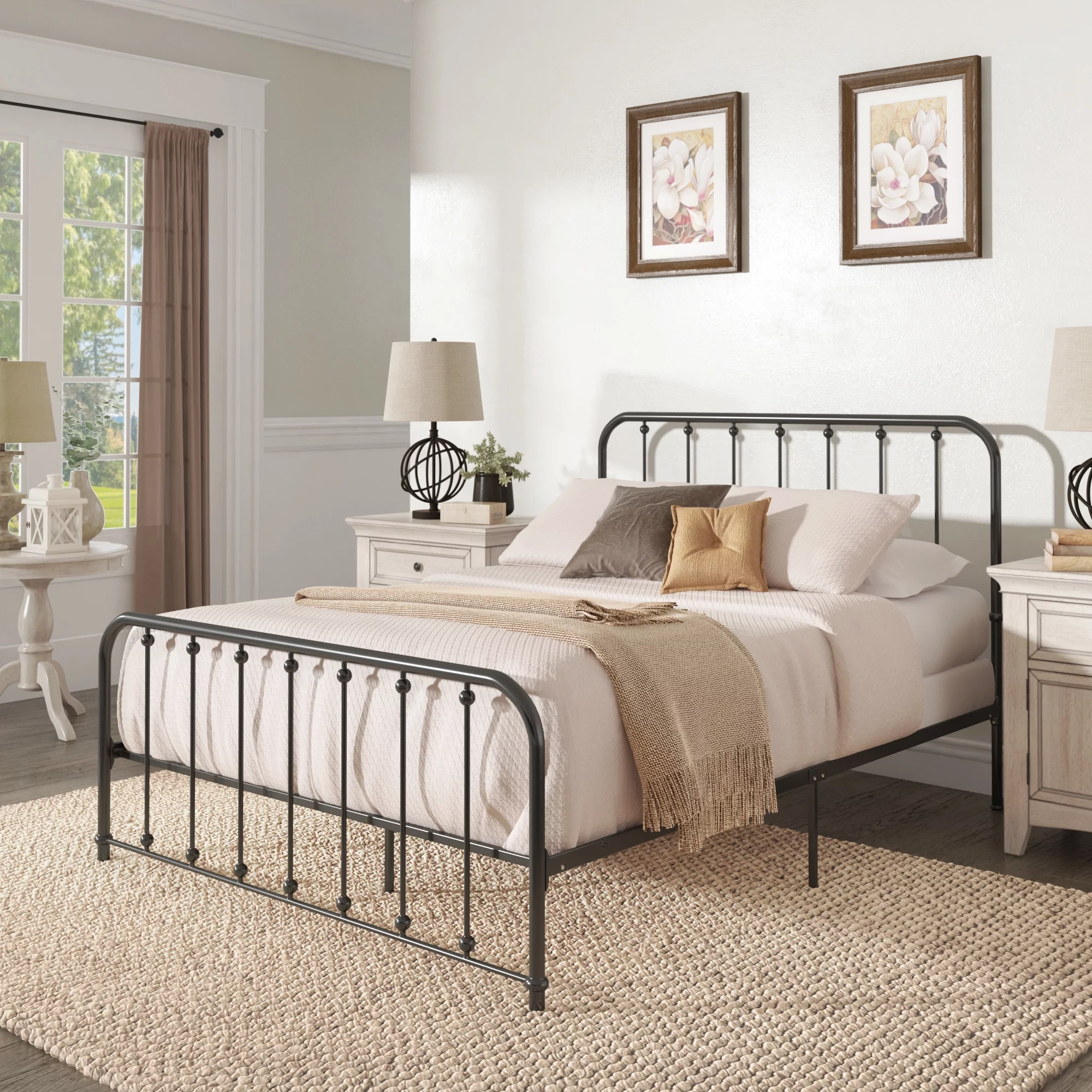 Weston Home Montgomery Spindle Metal Platform Full Bed, White - Cheap Fitting