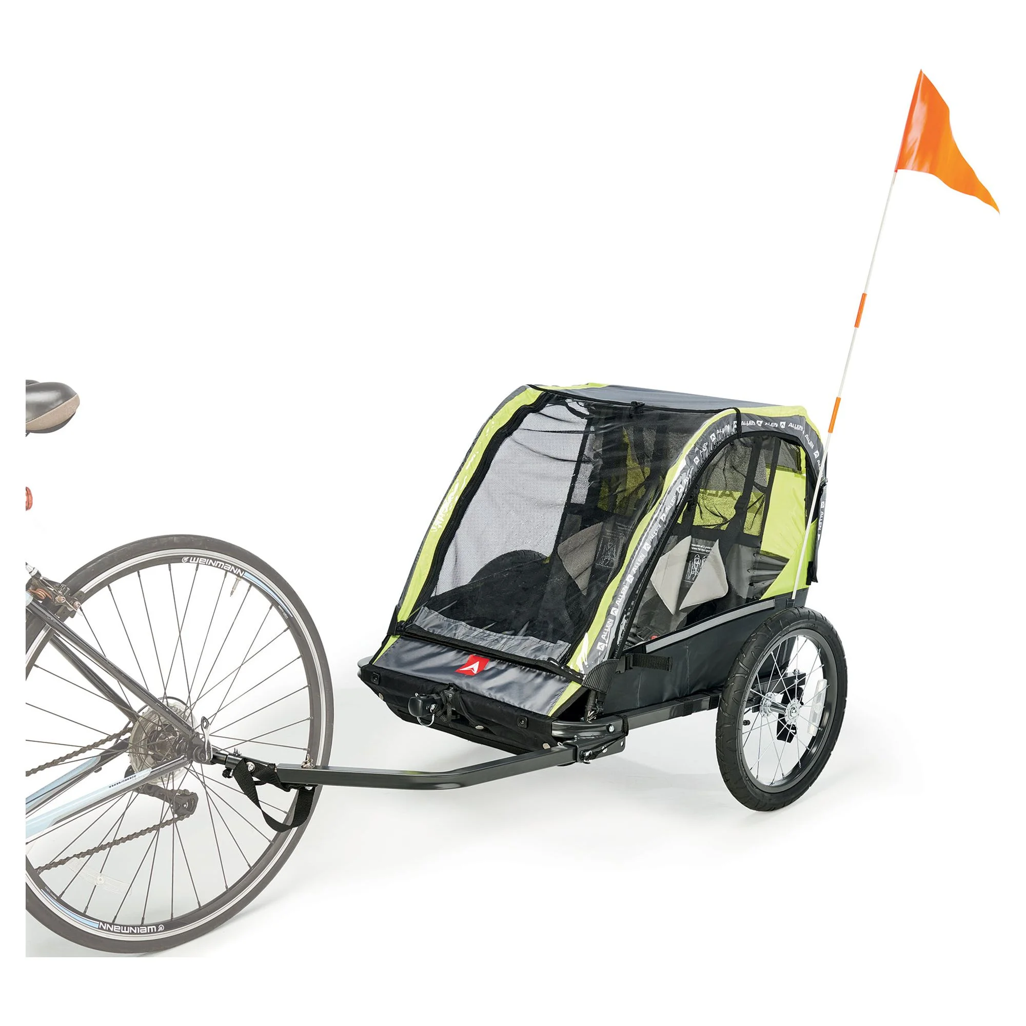 Allen Sports Deluxe 2-Child Bicycle Trailer & Stroller, max capacity 100 lbs, Model AS2, Green - Cheap Fitting