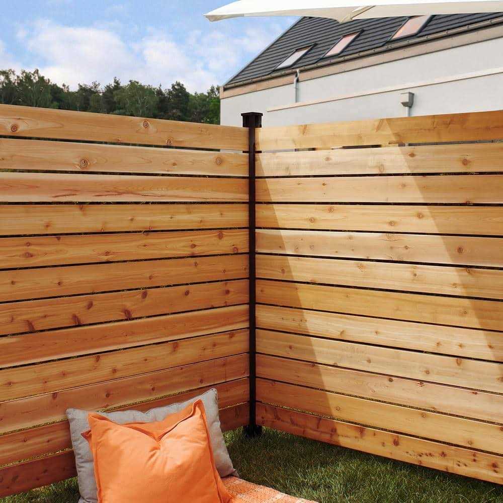 HOFT 96 in. Black Aluminum in-Ground Fence Corner Post and Hardware - Cheap Fitting