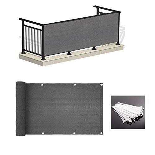 LOVE STORY 3′ x 10′ Charcoal Balcony Privacy Screen Fence Cover UV Protection Weather-Resistant 3 FT Height Shield for Deck - Cheap Fitting