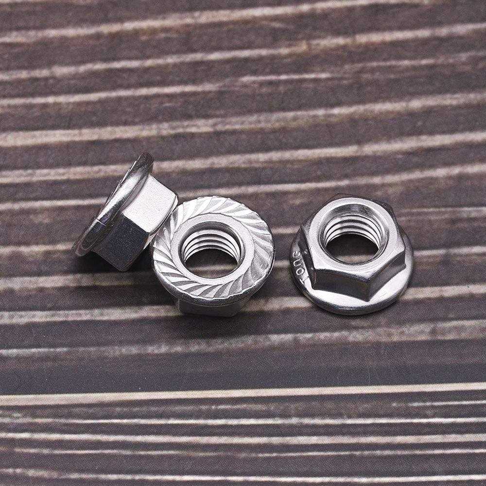 Serrated Flange Hex Lock Nuts 304 Stainless Steel 18-8 Hexagon Nuts - Cheap Fitting