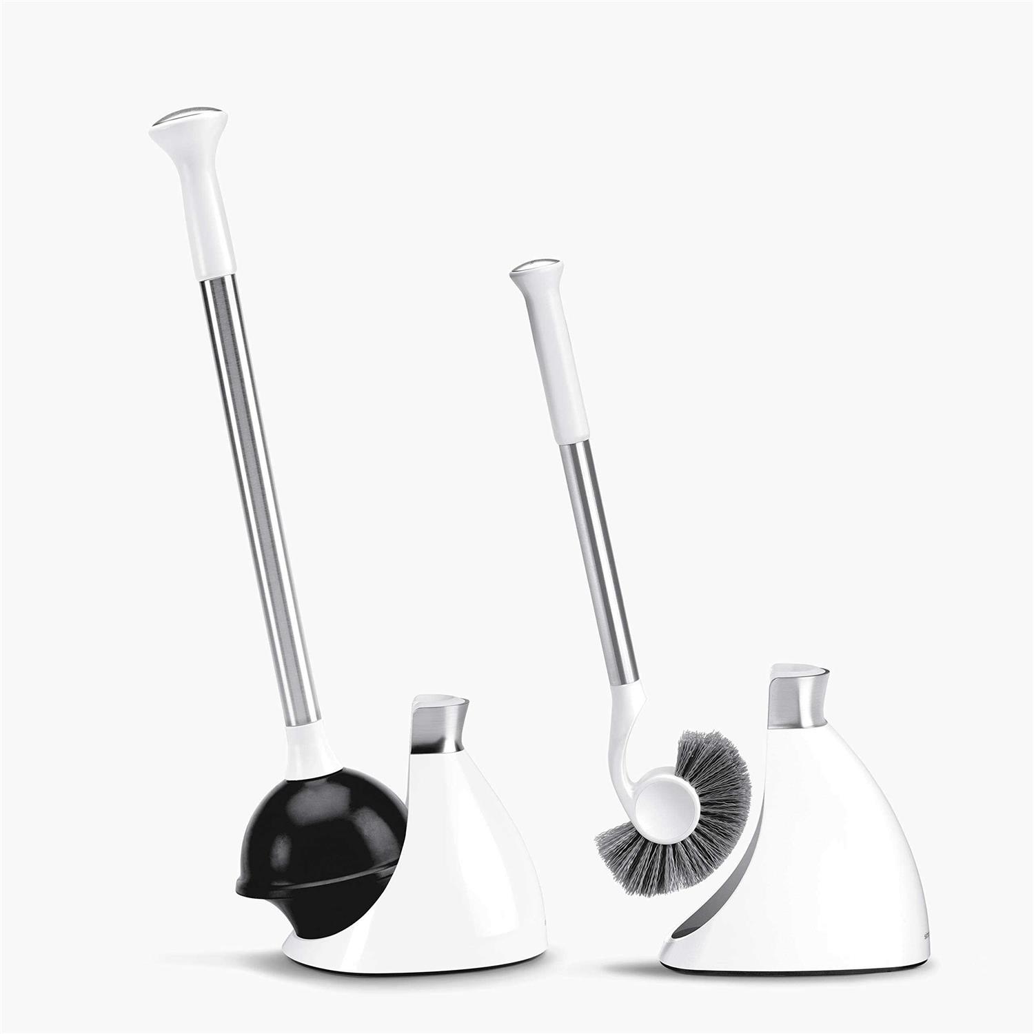 simplehuman Toilet Plunger and Brush Set White - Cheap Fitting