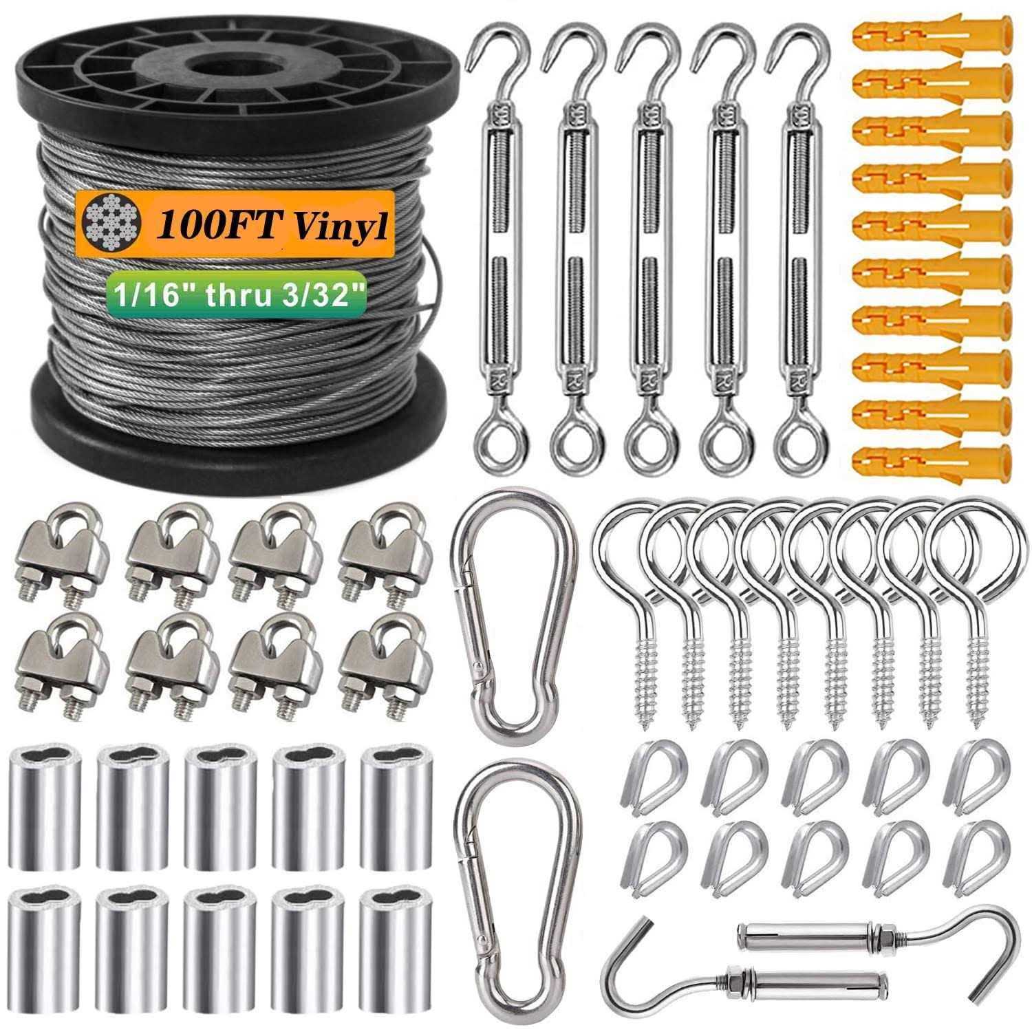 116 Wire Rope Kit 304 Stainless Steel Wire Cable Vinyl Coated Aircra - Cheap Fitting