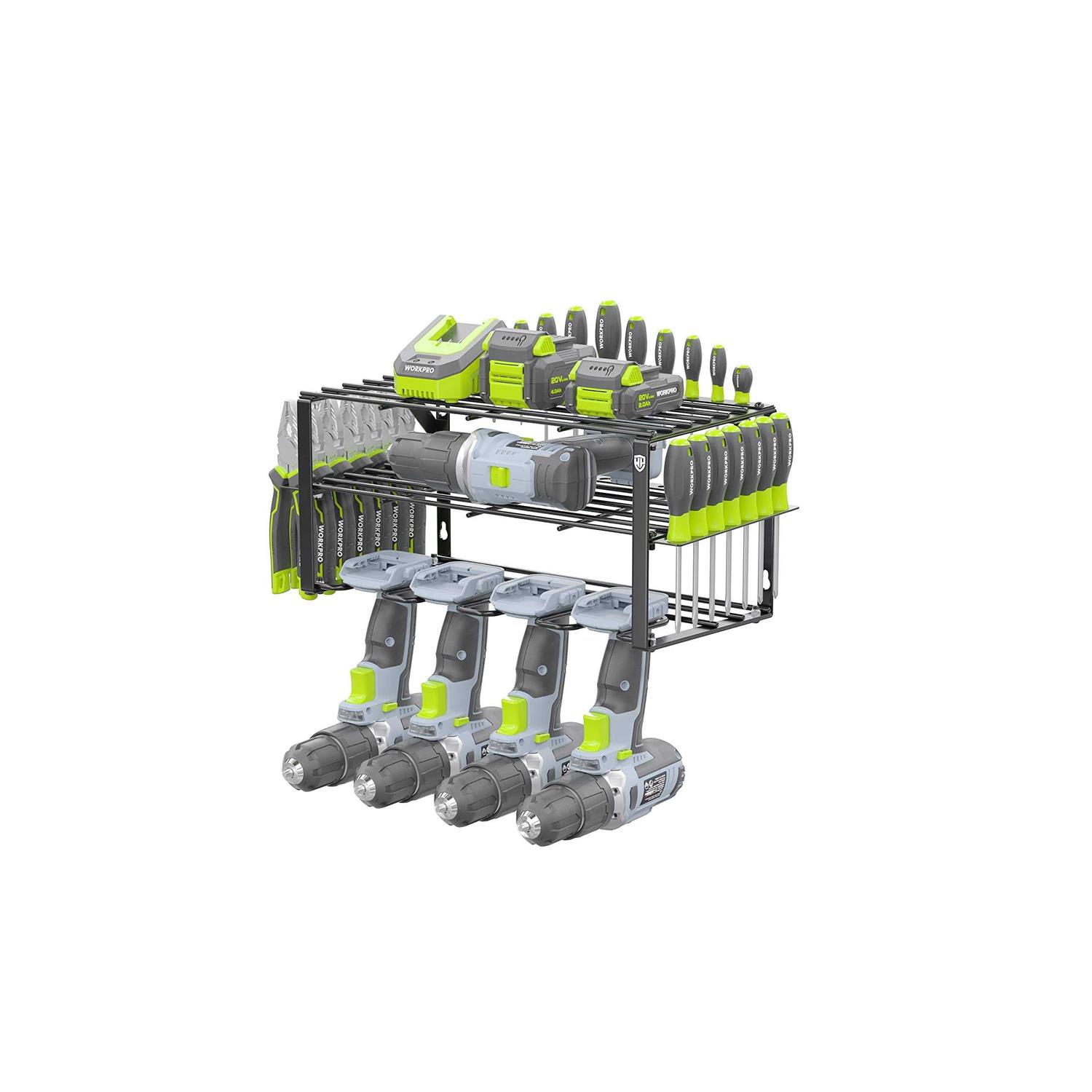 Workpro Power Tool Organizer Wall Mounted Power Tool Holder 3-Tiers Storage Rack for Cordless Drill Storage - Cheap Fitting