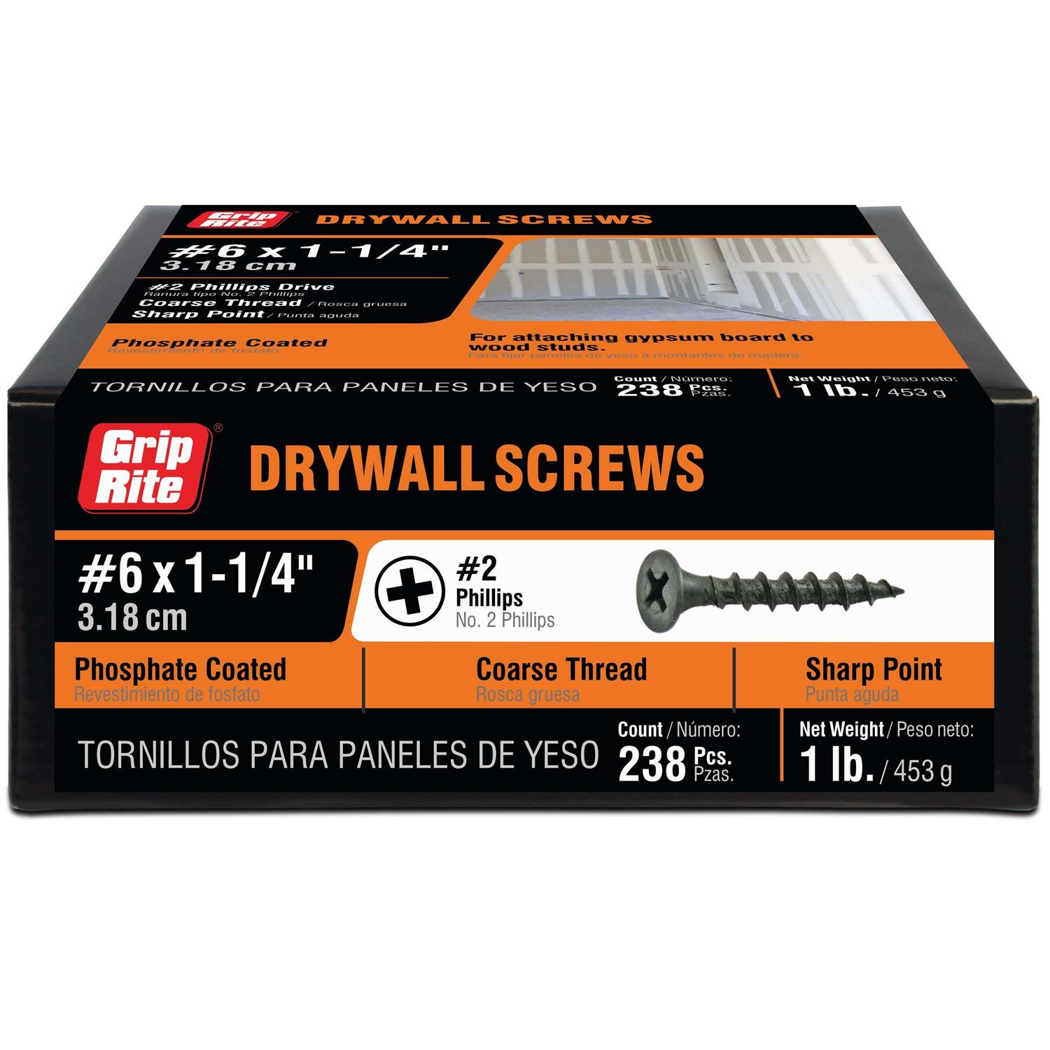 Grip-Rite Drywall Screw #6 x 1-1/4 - Cheap Fitting
