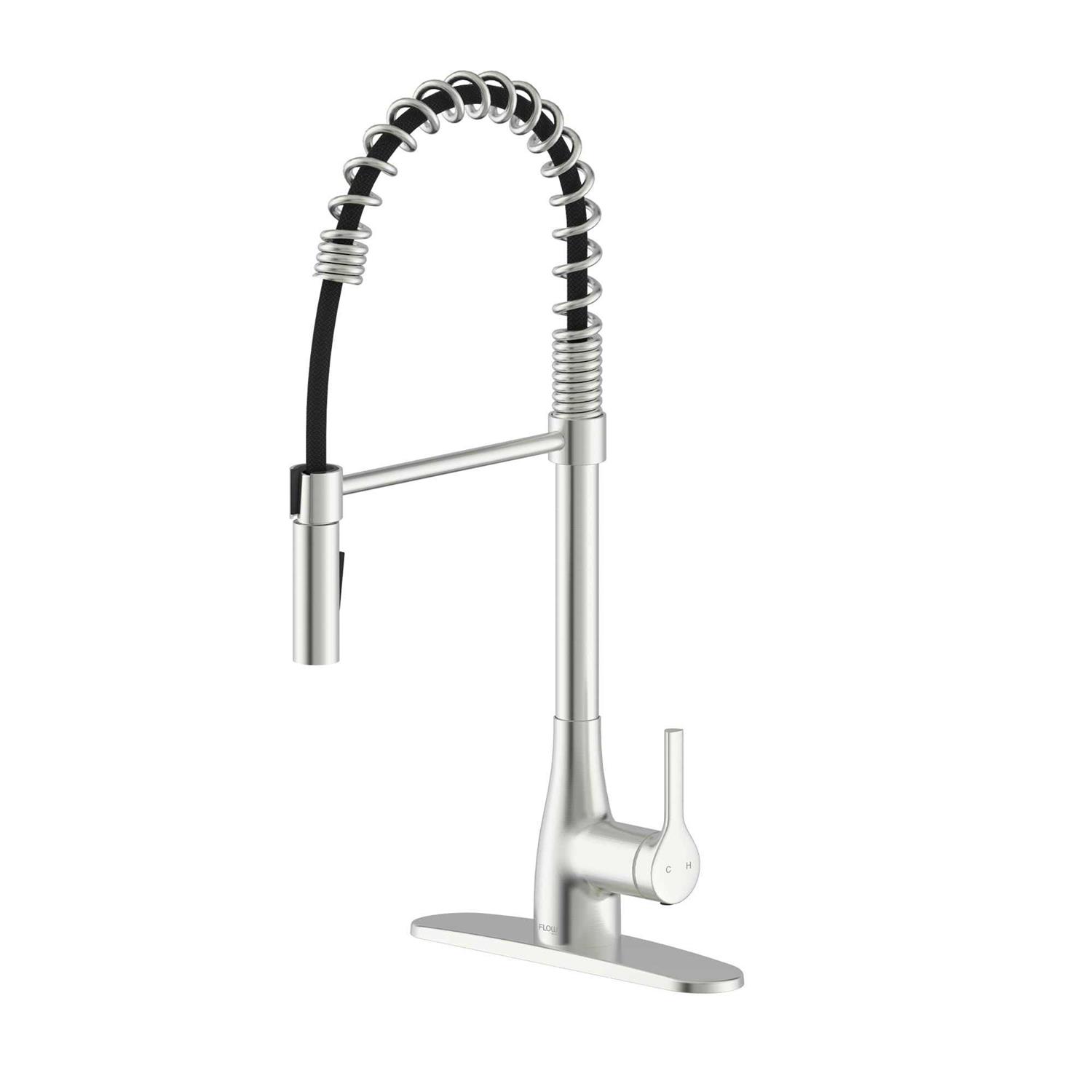 FLOW Classic Series Single-Handle Pull-Down Spring Neck Sprayer Kitchen Faucet FLOWSNC - Cheap Fitting